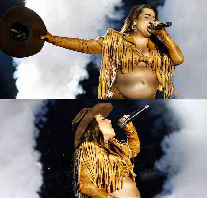 Grávida de sete meses, Lauana Prado comemora aniversário em <I>show</i> e ganha surpresa de Tati Dias