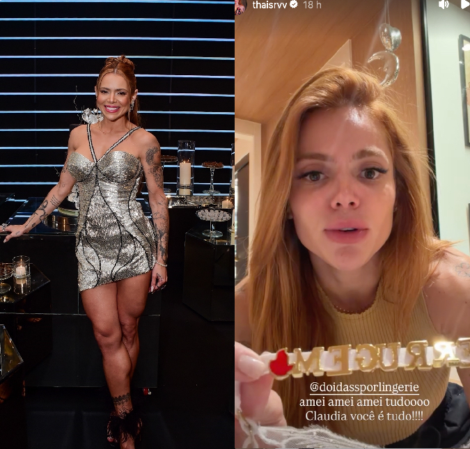 Thaís Vasconcellos ganha lingerie personalizada com nome de Ferrugem: <i>Adoro essas coisas</i>