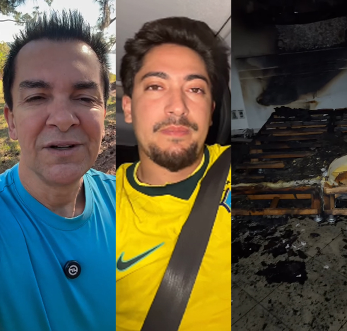 Casa de Regis Danese pega fogo e filho mostra destruição no quarto: <i>Queimou tudo</i>