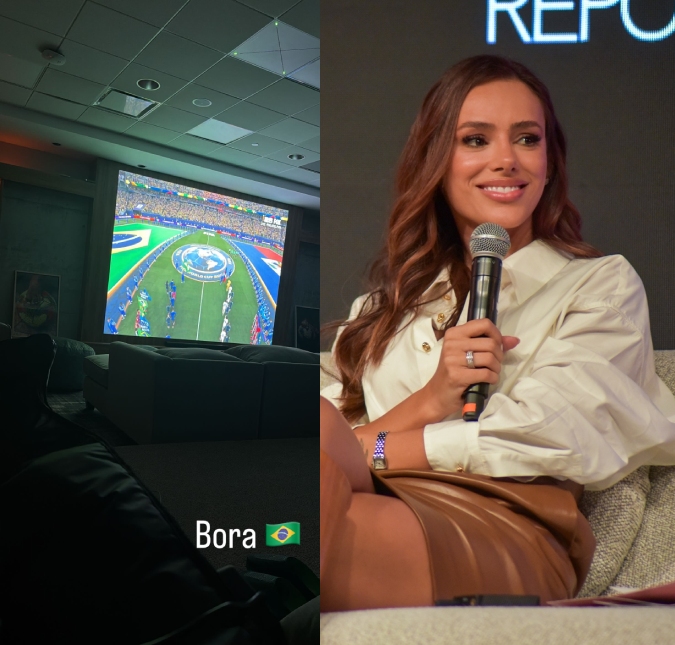 Enquanto Neymar Jr. assiste no hotel, Bruna Biancardi e filhas marcam presença em jogo da Seleção