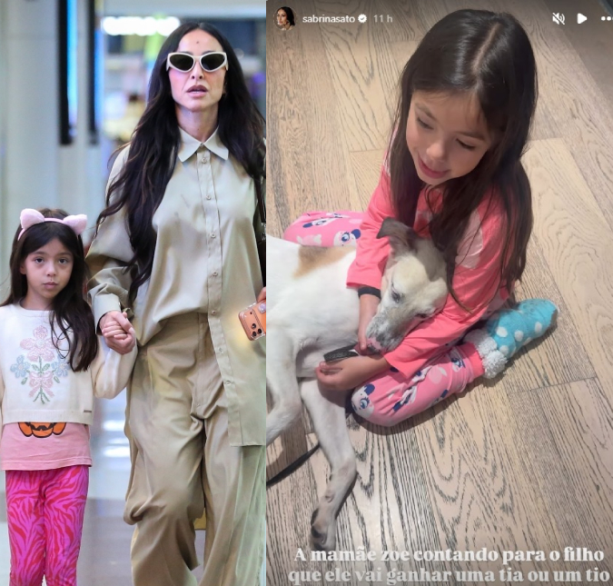 Zoe diverte Sabrina Sato ao anunciar chegada do bebê para o cachorro da família