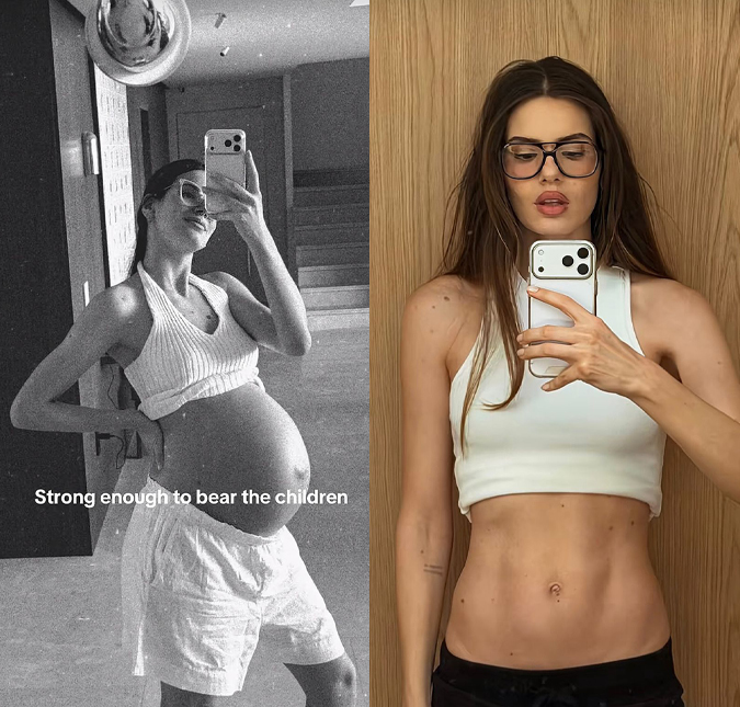 Camila Queiroz impressiona ao exibir barriga chapada seis meses após o parto