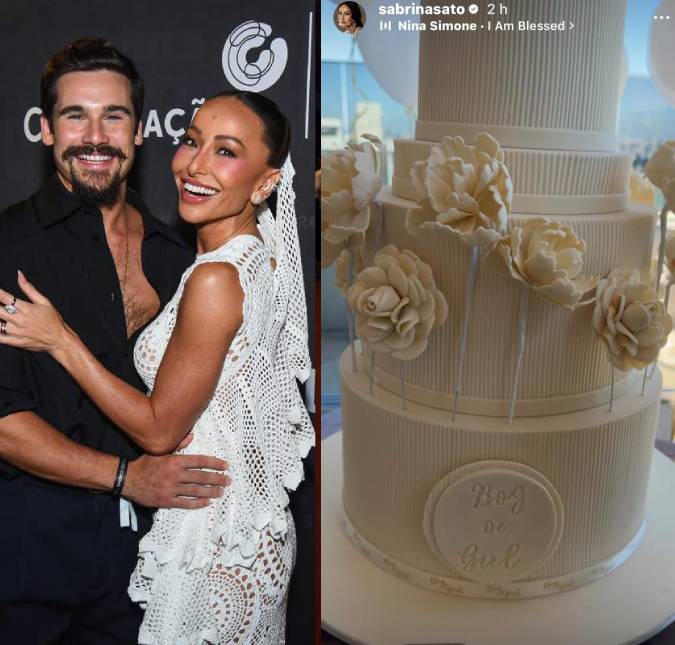 Sabrina Sato e Nicolas Prattes organizam chá revelação em casa para a família