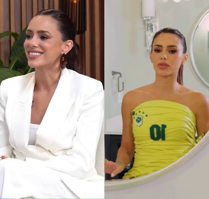 Bruna Biancardi aposta em <i>look</i> com <i>corset</i> ondulado para torcer pelo Brasil