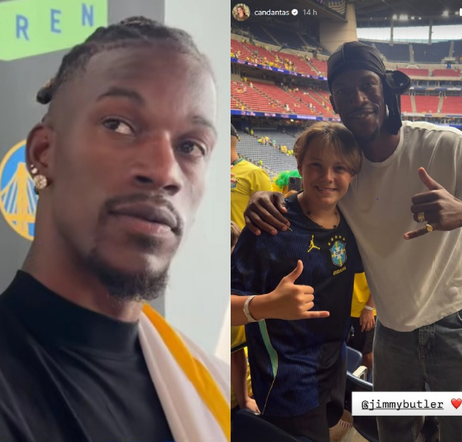 Astro da <i>NBA</i>, Jimmy Butler posa ao lado do filho de Neymar Jr., Davi Lucca