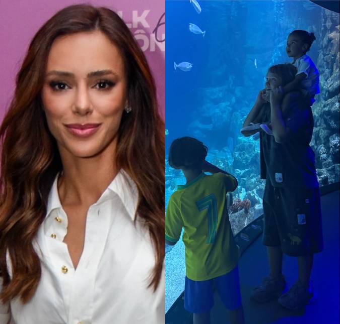 Bruna Biancardi encanta ao mostrar Mavie e Davi Lucca em passeio por aquário nos Estados Unidos