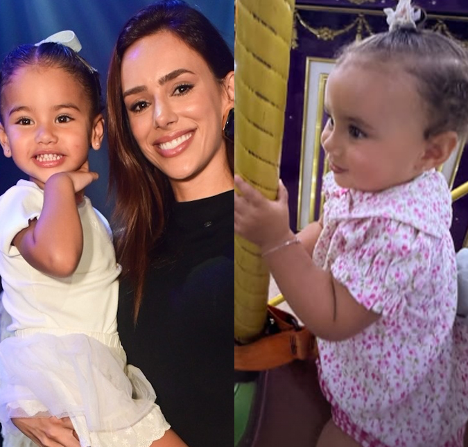 Bruna Biancardi se diverte com Mavie e Mel em parque de diversão de Orlando