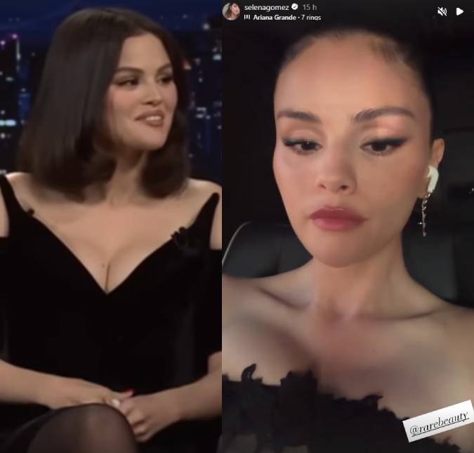 Glamorosa! Selena Gomez usa vestido preto e diamantes para jantar de ensaio de Taylor Swift e Travis Kelce