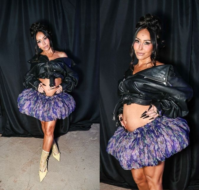 Sabrina Sato exibe barriga de grávida ao prestigiar desfile em São Paulo