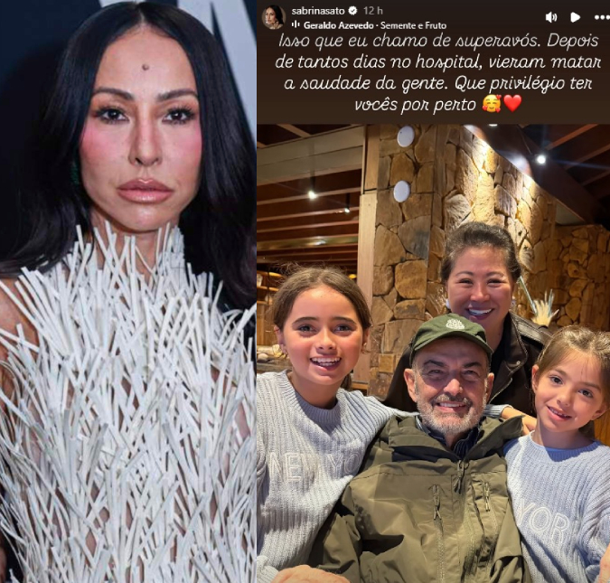 Sabrina Sato registra encontro do pai com os netos após alta hospitalar: <i>Que privilégio</i>
