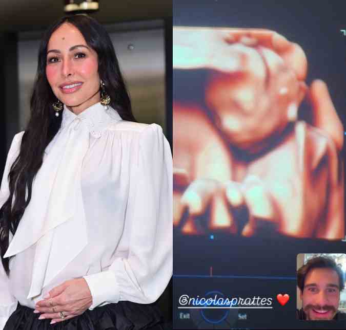 Grávida, Sabrina Sato faz chamada de vídeo com Nicolas Prattes durante ultrassom