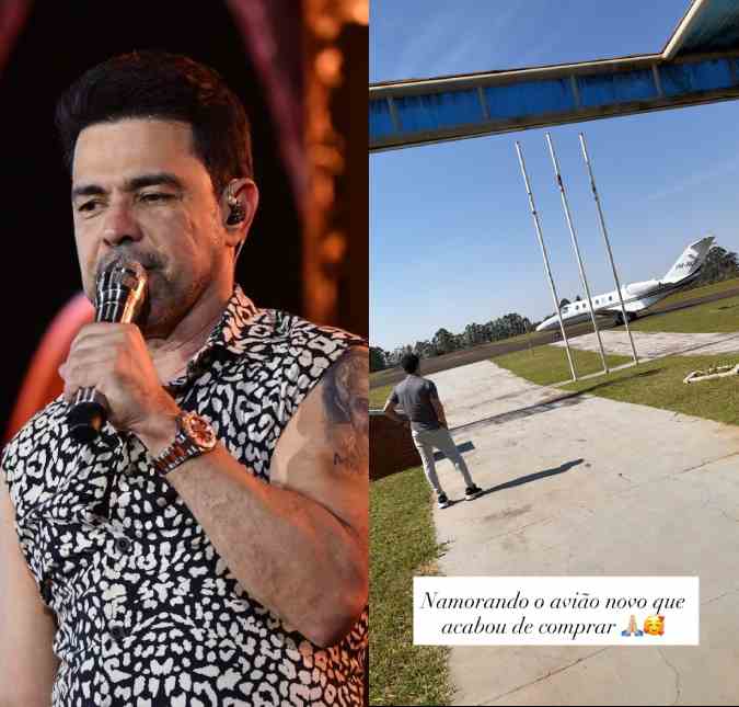 No aniversário de 64 anos de idade, Zezé Di Camargo posa com novo jatinho: <I>Acabou de comprar</i>