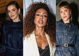 Camila Queiroz, Carolina Dieckmmann, Dandara Mariana e mais famosos prestigiam desfile de moda em São Paulo