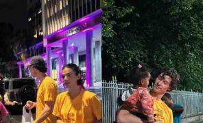 Bruna Marquezine e Shawn Mendes entregam marmitas para pessoas em situação de rua no Rio de Janeiro