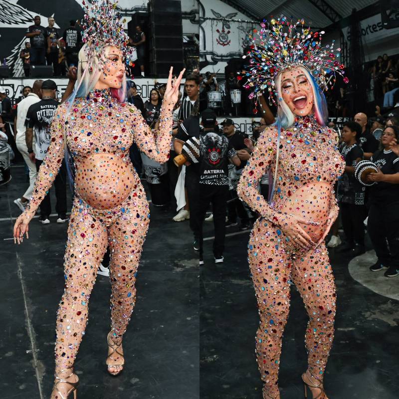 Grávida, Sabrina Sato faz primeiro ensaio para o Carnaval 2027 com a Gaviões da Fiel