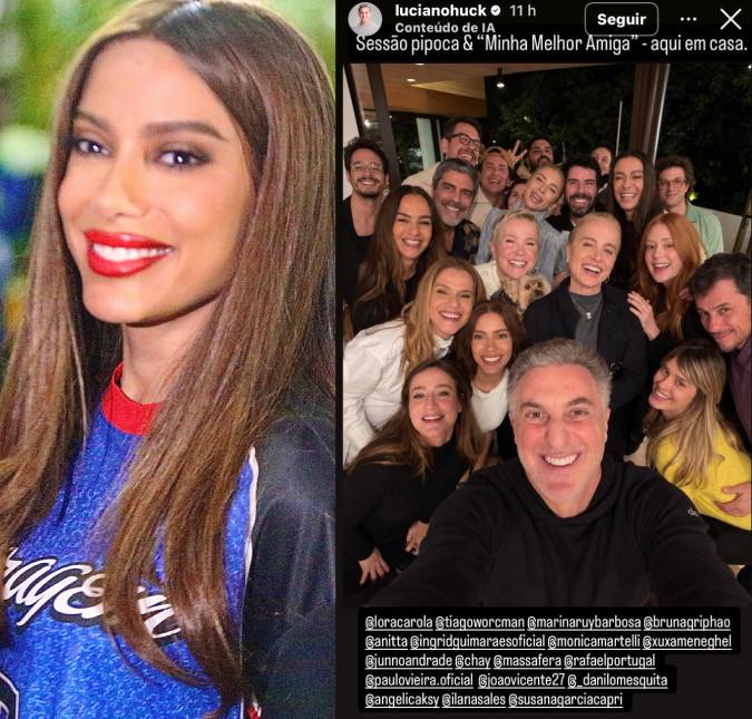 Anitta leva Danilo Mesquita para noite de cinema na mansão de Angélica e Luciano Huck
