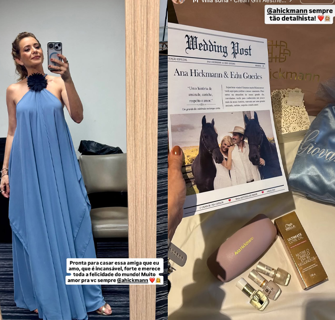 Ex-cunhada de Ana Hickmann e madrinha do casamento, Giovana Oliveira mostra <i>look</i> e se declara à apresentadora