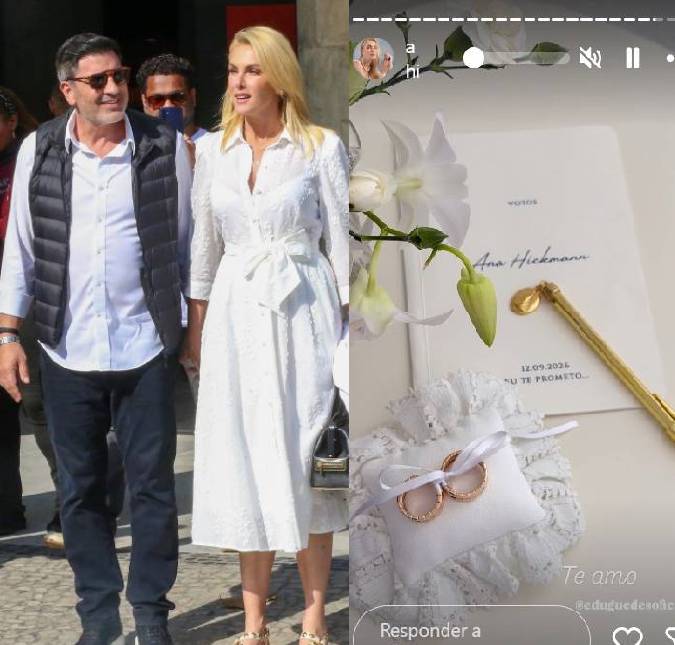 Ana Hickmann compartilha foto das alianças do casamento com Edu Guedes