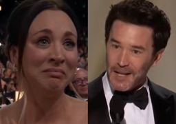 Grávida, Kaley Cuoco exibe barriga no tapete vermelho do Emmy e se emociona com homenagem do noivo, Tom Pelphrey