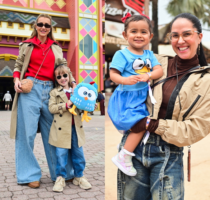 Ana Paula Siebert e Vicky Justus combinam <i>look</i>, Clara Camargo com roupa da Galinha Pintadinha... Famosas marcam presença em evento infantil