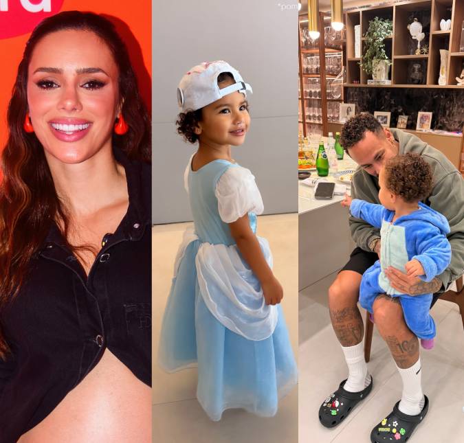 Bruna Biancardi encanta ao mostrar Mavie de Cinderela e Mel no colo de Neymar Jr