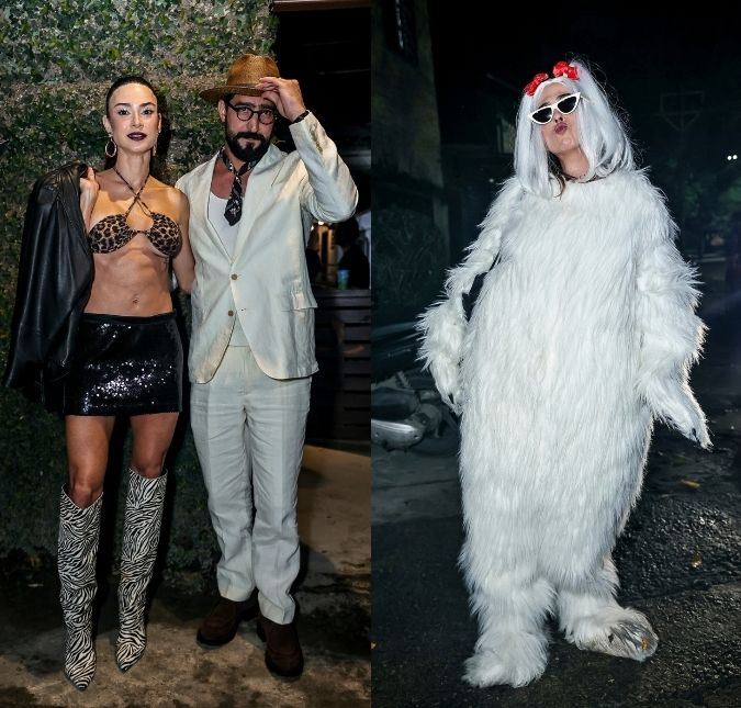 Tatá Werneck encontra Renato Góes e Thayla Ayala em festa e faz brincadeira com o casal