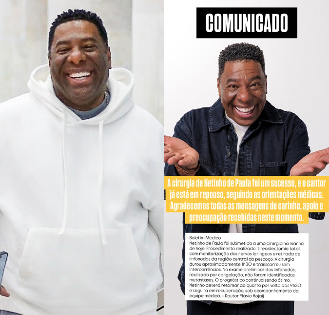 Netinho de Paula é submetido a cirurgia e estado de saúde é atualizado: <i>Já está em repouso</i>