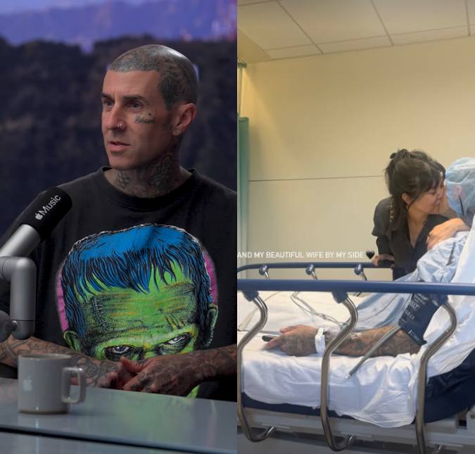Travis Barker surpreende fãs ao aparecer no hospital ao lado da filha e da esposa