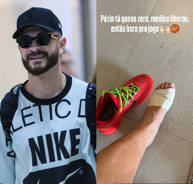 Fred Bruno mostra recuperação do pé após ser atingido por disparo em bar e comemora medalha no basquete: <i>Pézin tá quase zero</i>